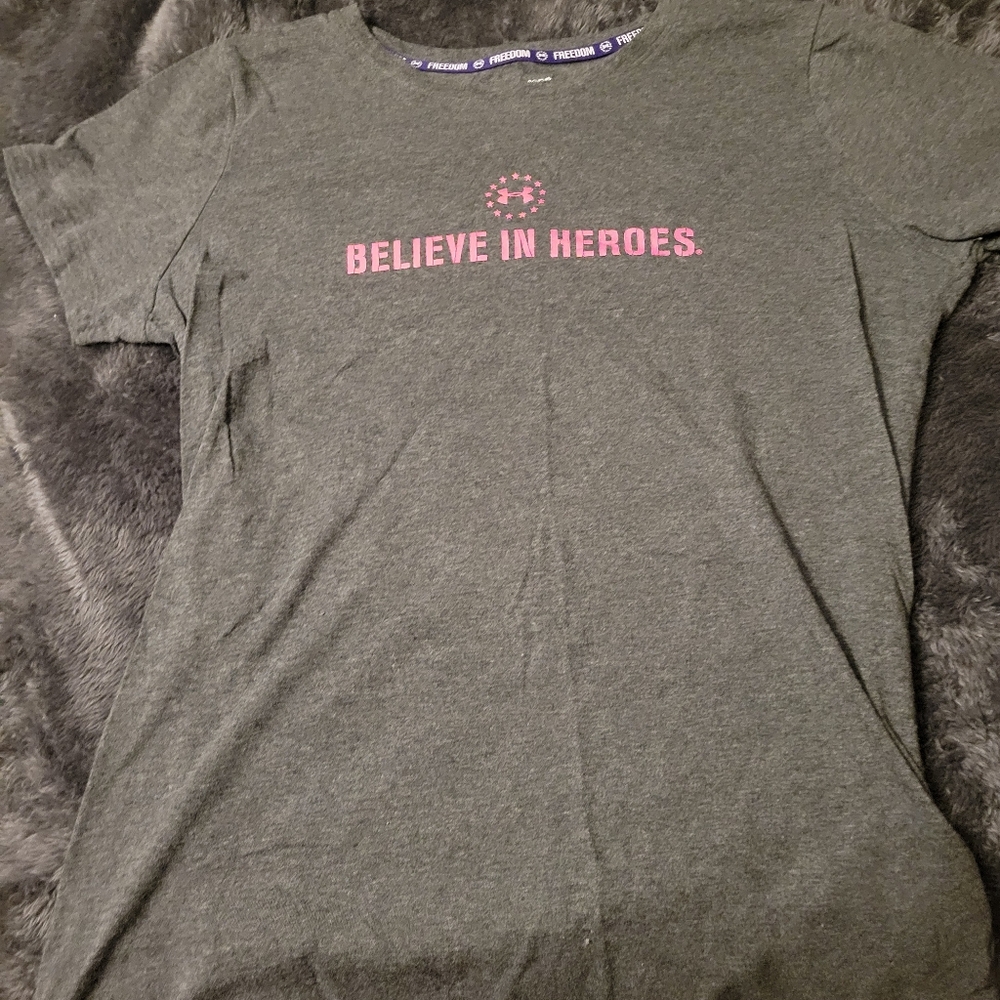 Under Armour Black T-Shirt with Purple Freedom Print Wounded Warriors